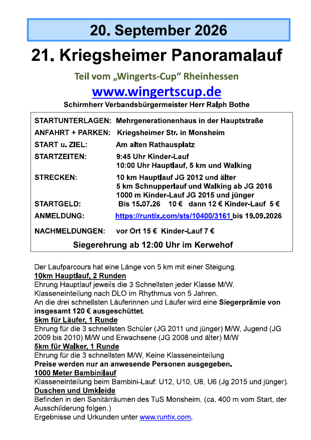 Ausschreibung Panoramalauf